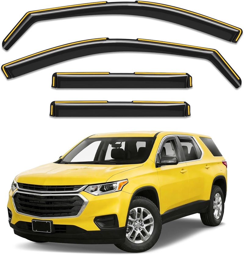 Deejecsun in-Channel Window Rain Guards Fit for Chevy Traverse 2018-2023 Rain Guards Extra Durable Chevrolet Traverse Window Deflectors Visors Vent Visors Vent Shades Car Accessories -4 pcs - Image 1